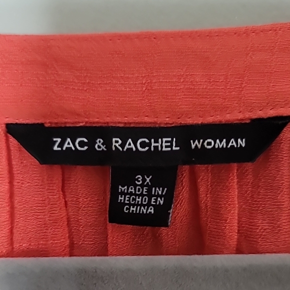 Zac & Rachel women's size 3X Coral Pink top with intricate lace detailing - Picture 8 of 10